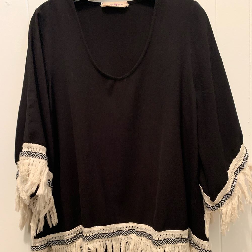 Black blouse with fringe
